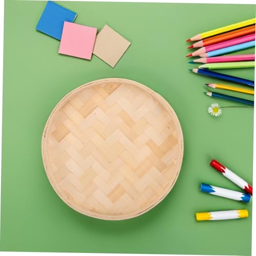 Didiseaon Handcrafted Unpainted Bamboo Round Sieve Wall Art Creative Woven Decorative Tray for Home Bedroom Accent Holiday Gathering Nature-inspired Artistic Plate - Image 2