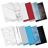 Hemmotop 撮影用背景シート 12柄 A3サイズ 背景紙 両面タイプ 木目/大理石/コンクリート/カラー柄 バックペーパー 小物撮影 商品撮影 雑誌 美食 アクセサリー撮影など適合 BZ01