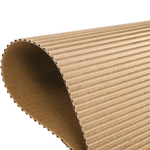Tosnail 2 Rolls 14 x 137 Inches Corrugated Cardboard Roll, Single Face Large Cardboard Sheets Thick Corrugated Cardboard Paper for Crafts, Modeling, Shipping, Mailing, Packaging — view 3