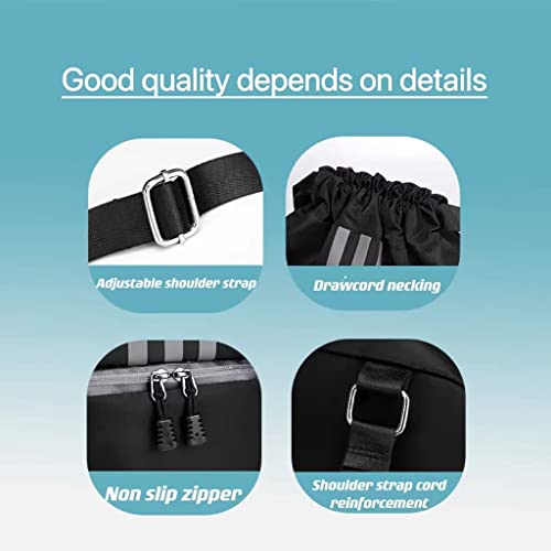 Coclux Water Resistant Drawstring Backpack String Bag Sports Gym Sackpack with Side Pockets for Men Women (black)