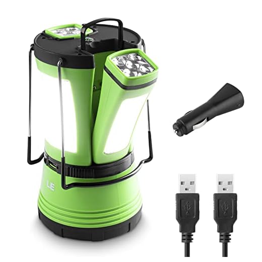 LE LED Campinglampe mit 2 abnehmbaren Taschenlampen, Batteriebetrieben & Akku Notfallleuchte, 600 Lumen Zeltlampe, Outdoor Suchscheinwerfer für Notfälle, Wandern, Angeln, Stromausfälle usw.