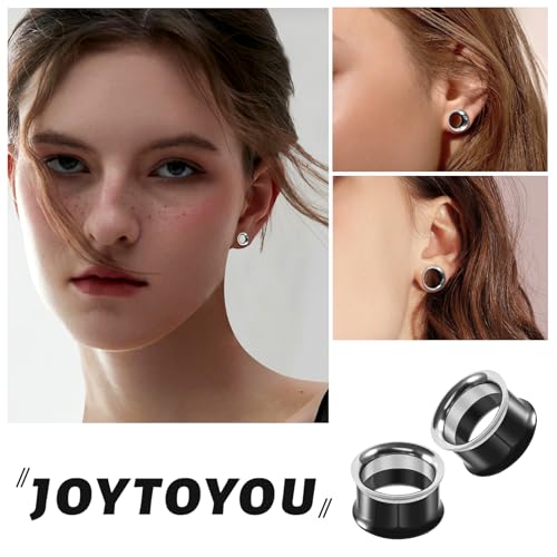 JOYTOYOU 2 peças túneis de orelha de aço inoxidável alargadores duplos alargados em retalhos cores m