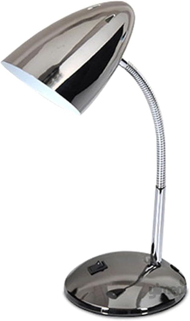 Gatuida LED Metal Gooseneck Table Lamp Eye Care Reading Light Soft Glare Illumination Angle Energy Saving Silver for Study Work Office