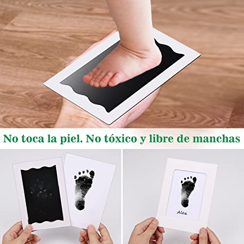 Miniatura 4 de Nabance Huellas Bebe Recien Nacido, 8pcs Tinta Huella Bebe, El Kit Contiene 2 Plantillas Grandes Y 2 Marcos De Fotos, 4 Tarjetas De Impresión, Pintura Para Huellas Bebe Pie Y Manos, Recuerdo