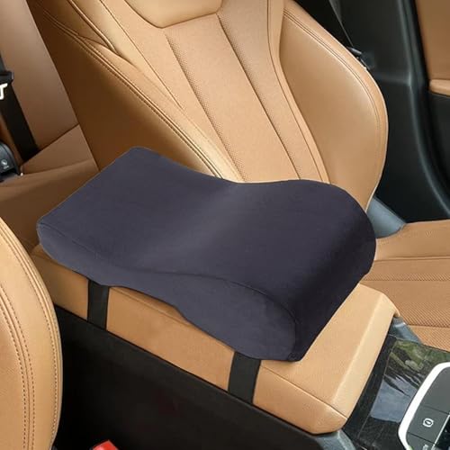Image of Kingsway Car Armrest Cushion Pillow Pad for Centre Console, Long Drive Travel Comfort Memory Foam Car Cushion in Grey, Super Soft Suede Material, Plain Design, Pack of 1