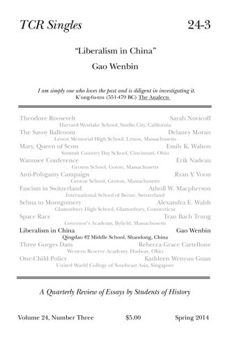 TCR Singles 24-3 Liberalism in China