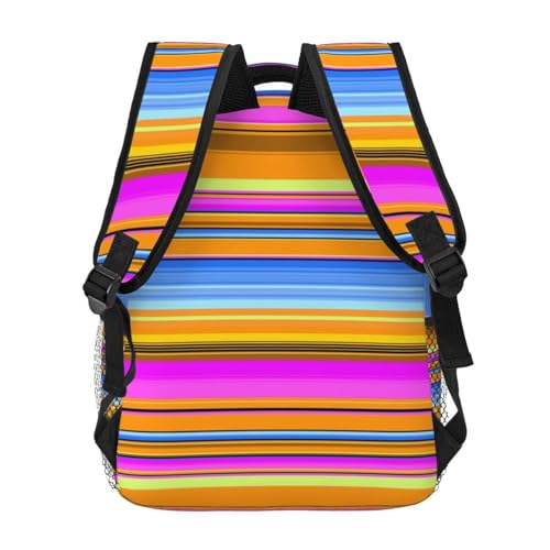 Serape Rainbow Stripes Mexican Pattern 15 Inch Backpack for Men Women Adjustable Laptop Backpacks Shoulder Bag for Travel Hiking Outdoor4