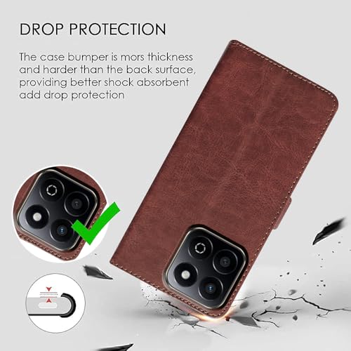 Image of Amazon Brand - Solimo Flip Leather Mobile Cover (Soft & Flexible Back case) for Honor X7c 5G (Brown)