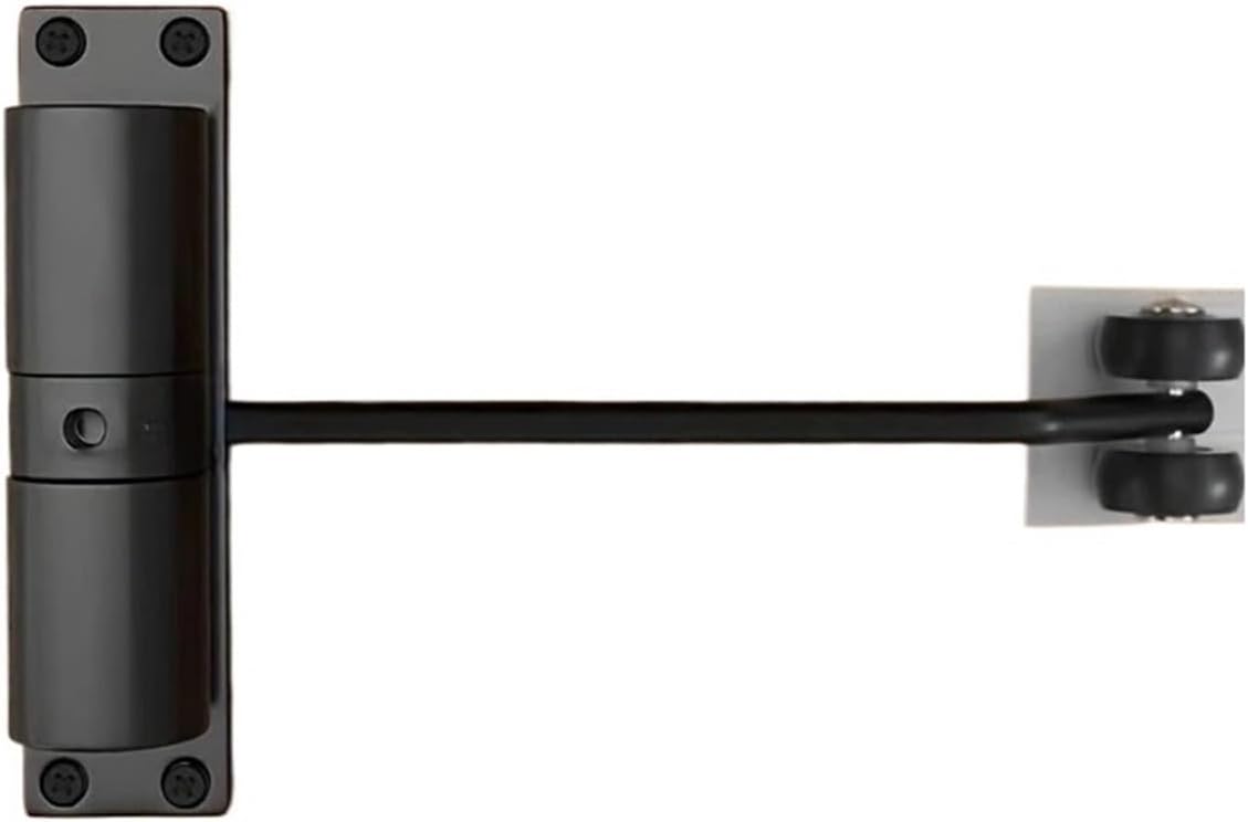 All White/Black Automatic Door Closer Double Spring Silence Adjustable Convert Hinged Doors to Self-Closing(Round-Black)