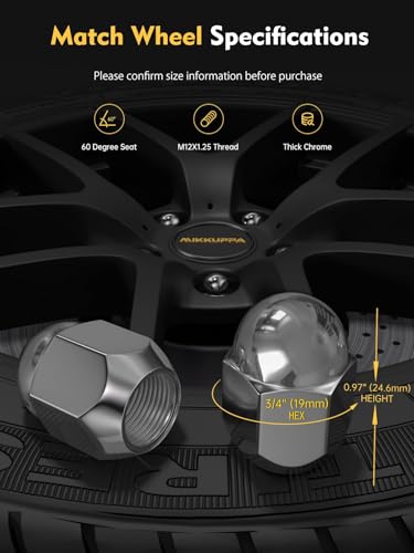 Image of MIKKUPPA 20PCS M12x1.25 Lug Nuts - 3 /4 inch Hex Chrome OEM Factory Style Acorn Conical Seat Dome Top 0.95 inch Tall Lug Nuts Replacement for Subaru Crosstrek Forester Impreza Legacy Outback