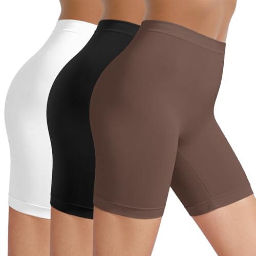 Image of TIICHOO Shorts for Under Dresses Women High Waisted Anti Chafing Seamless Dress Shorts for Women 3 Pack