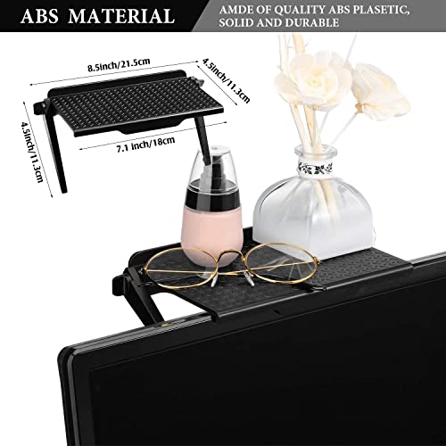 2 Pieces Tv Top Shelf Screen Shelf Adjustable Monitor Top Shelf Tv Top Storage Bracket Computer Screen Shelf For Cellphone Stand, Media Boxes, Game Console, Router And Home (Black, 8.5 X 4.5 Inch) #TOP2