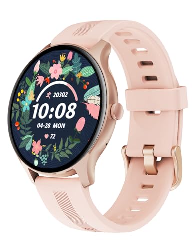 HUAKUA スマートウォッチ レディース iPhone アンドロイド対応 通話機能付き 通話音声調整可 一発消音 Smart Watch 1.39インチ大画面 丸型 腕時計 歩数計 着信通知 天気予報 IP68防水 長持ちバッテリー 長座注意 スマート探す TELEC認証済み