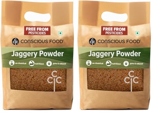 Image of Conscious Food Jaggery Powder, 1 kg | Pure, Natural & Chemical Free | Healthy Sugar Alternative | Gur, Gud Powder, Sharkara Bellam, Nattu Sakkarai, Vellam (Pack of 2)