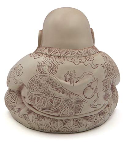 Estatua de Buda Feliz decorativa crema 7.5 pulg. miniatura 2