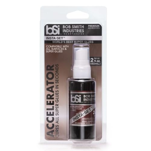Bob Smith Industries Insta-Set Super Glue Accelerator 2 fl oz - Fast Drying Liquid Activator for Cyanoacrylate Adhesives Enhance Repair Speed - Strawberry Scent