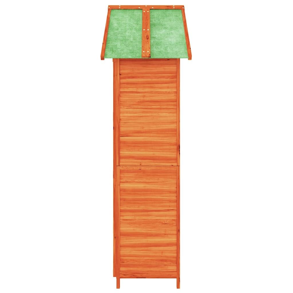Cobertizo marrón 89 x 52,5 x 175 cm madera maciza de pino | Techo impermeable adecuado para cortacésped, con soporte de pared, para accesorios de jardín