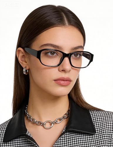 Image of Wide Rectangle Blue Light Glasses for Woman Reduce Eyestrain for Gaming /Computer /Screen
