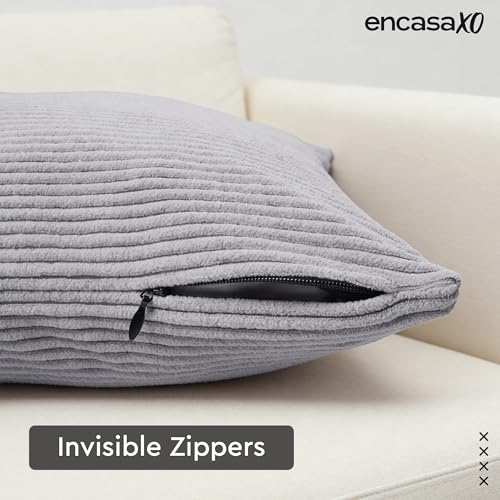 Image of Encasa XO Corduroy Cushion Covers, No Inserts, Set of 2, Grey