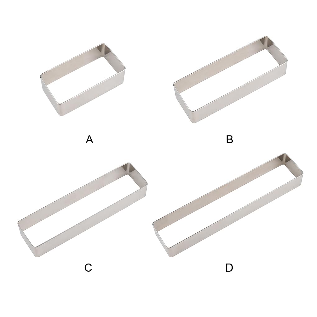 Juego de 5 cortadores de galletas de acero inoxidable duraderos para cortador de galletas de acero inoxidable a largo plazo, formas rectangulares, moldes de corte de pasteles, cuadrados largos, tamaño