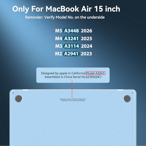 Image of BlueSwan Anti-Cracking Case for MacBook Air 15 inch, M5 M4 M3 M2 Chip 2026-2023 Model A3448 A3241 A3114 A2941, Drop Protection Soft TPU Bumper PC Base for Air 15.3 inch, Frosted Clear