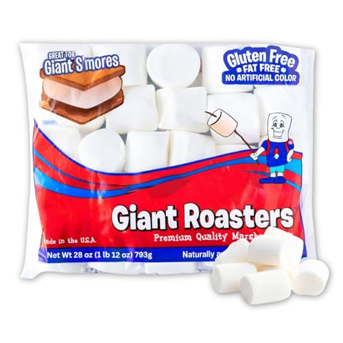 28 Oz Campfire Giant Roasters Marshmallows – Extra Large For S’mores, Roasting & Baking – Gluten Free, Fat Free, No Artificial Colors (One Bag)