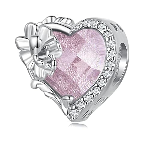 CHENGMEN Pink October Birthstone Charm for Bracelets Cover