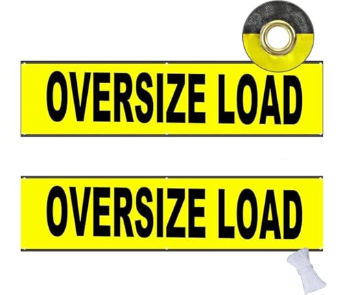 Oversize Load Banner Signs for Trucks Wide Load Flags -18 Inch x 84 Inch (2Pack), for Escort Vehicles Trucks Safe Accessories, Equipped with Tether