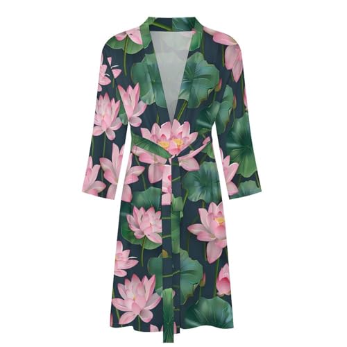 Lotuses Flowers Funny Men's Robe Soft Lightweight Bathrobe Long-sleeve Spa Robes4