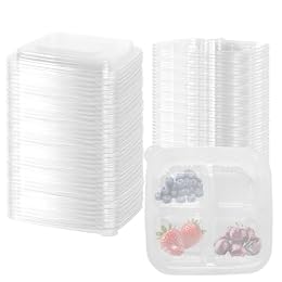 JAPCHET 70 Pack Clear Bento Snack Containers, 4 Compartment Plastic Snack Containers with Lids, Lunchable Food Storage Containers for Office, Work and Travel