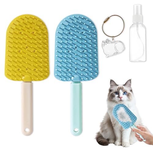 Vlecexs 2 Set Haustier Haarentferner Massagebürste Katzenpflegebürste Kurze Lange Haare Fellpflege...