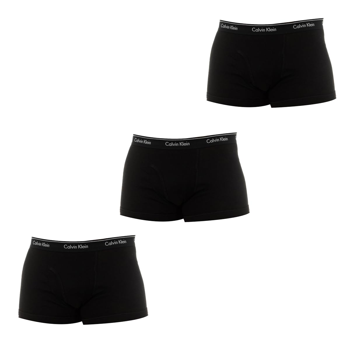 Calvin Klein Men's Low Rise 3Pk Trunks, Black W/Dtm Wb, L