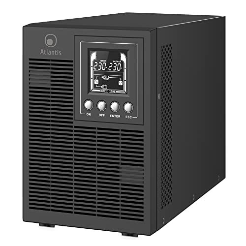 Atlantis A03-OP1502P PRO UPS OnLine zasilacz awaryjny podwójna konwersja czystej fali sinusoidalnej 1500 VA 1350 W, Tower, wyświetlacz LCD, USB, szeregowy RS-232, 4 wyjścia IEC, gniazdo SNMP, 3 x 12