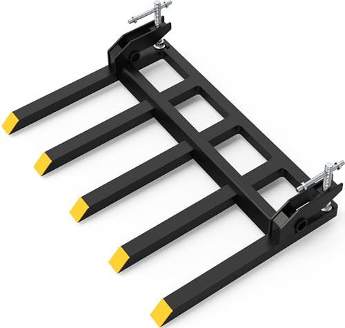 YINTATECH Clamp on Debris Forks to 48 Bucket 2500 lbs Heavy Duty Bucket Fork Tractor Attachments Fit for Skid Steer Tractor Loder