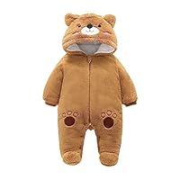 Tutina Invernale Neonato - Con Cappuccio, Guanti E Piedini | Marrone Per 0-3 Mesi | Calda E Morbida - Foto 5