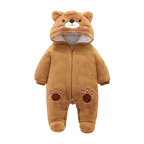Baby Winter Schneeanzug Baby Strampler, Junge und Mädchen Einteiliger Anzug mit Kapuze, Kleinkind Oberbekleidung Schneeanzug Set Dick und Warm, 6-9 Monate