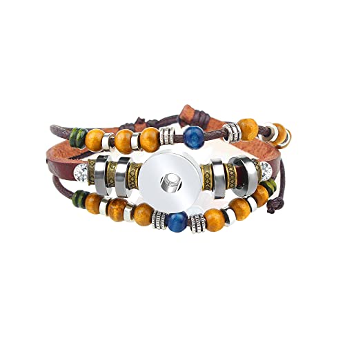 ANDANTE Leder Armband mit Diamanten für Chunks Click-Buttons (18-22 cm) Vintage Braun