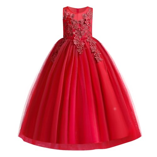 Little Big Girl Flower Tulle Dress Princess Pageant Birthday Party Wedding Formal Floor Long Dance Evening Maxi Gown