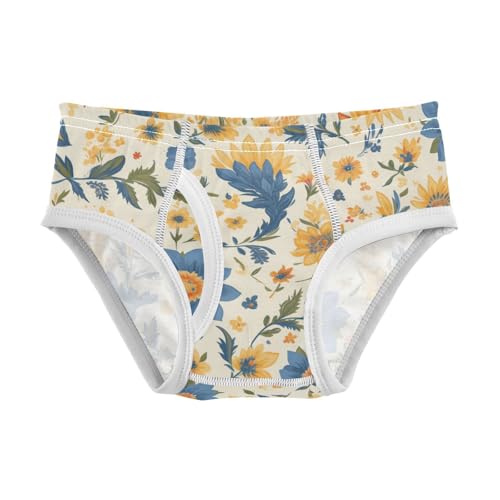 KLL Paisley Watercolor Floral Pattern Tile Flowers Toddler Boy Cotton Underwear Briefs Breathable Children Undies