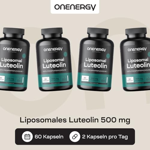 OnEnergy Liposomales Luteolin 500 mg - 60 Pflanzliche Kapseln - Natürliches Flavonoid - Ausgezeichnete Absorption und Wirksamkeit - Mit zugesetztem Phosphatidylcholin - Tägliche Unterstützung