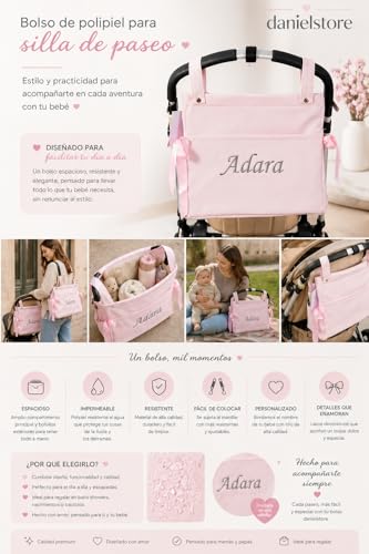Miniatura 5 de Danielstore Bolso Talega Polipiel Lactancia Personalizado Carrito Bebe - Nombre Bebe Bordado