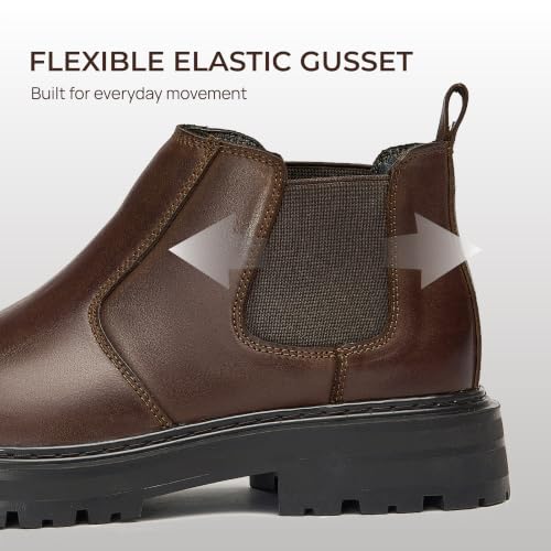 Image of Holy dove Men's Wide Toe Box Platform Chelsea Boots Slip-On Casual Ankle Dress Boot