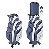 All-in-One Golf Club Travel Bag with Hard Shell Cover, 360° Silent Wheels & Built-in USB Port, 14-Divider Cart Bag for Men & Women - Dynamic Blue & White