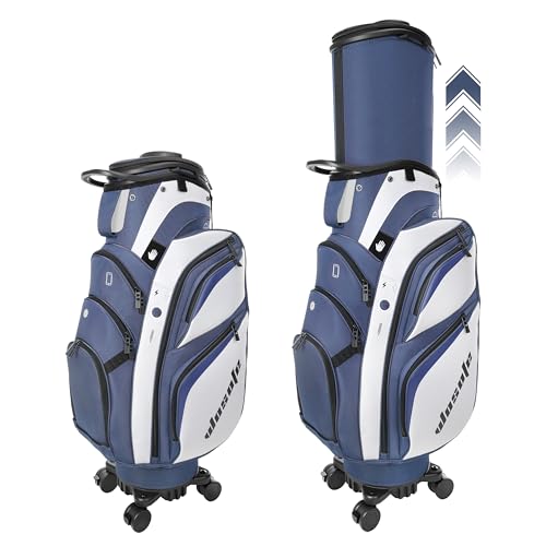All-in-One Golf Club Travel Bag with Hard Shell Cover, 360° Silent Wheels & Built-in USB Port, 14-Divider Cart Bag for Men & Women - Dynamic Blue & White