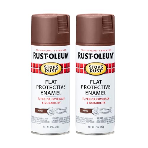 Image of Rust-Oleum 214085 Stops Rust Spray Paint, 12 oz, Flat Brown, 2 Pack