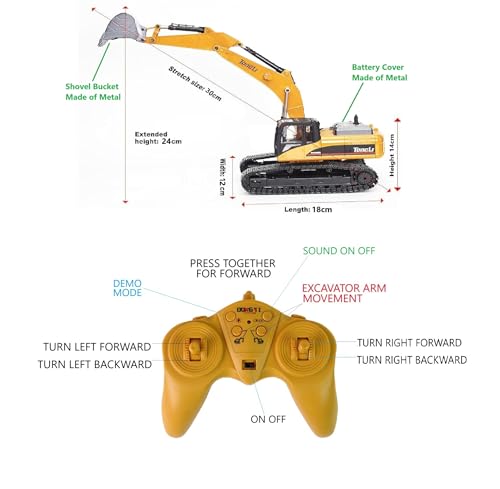 Image of HALO NATION 6Channel Remote Control Excavator RC Excavator RC Engineering Truck Rechargeable Truck Toy with 360 Rotation & Metal Alloy Shovel for Real Lift