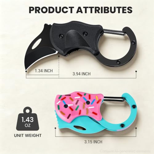 Image of FUNBRO 3 Pack Small Pocket Knife Box Cutter, Black Donut Klein Blue