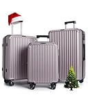 LIGHT FLIGHT Luggage Sets, Durable Hard Shell 3 Piece Set Suitcase with Spinner Wheels, Hardside Lightweight Luggage set with TSA Lock, Large Travel Luggage Set (20" 24" 28"), Rose Purple