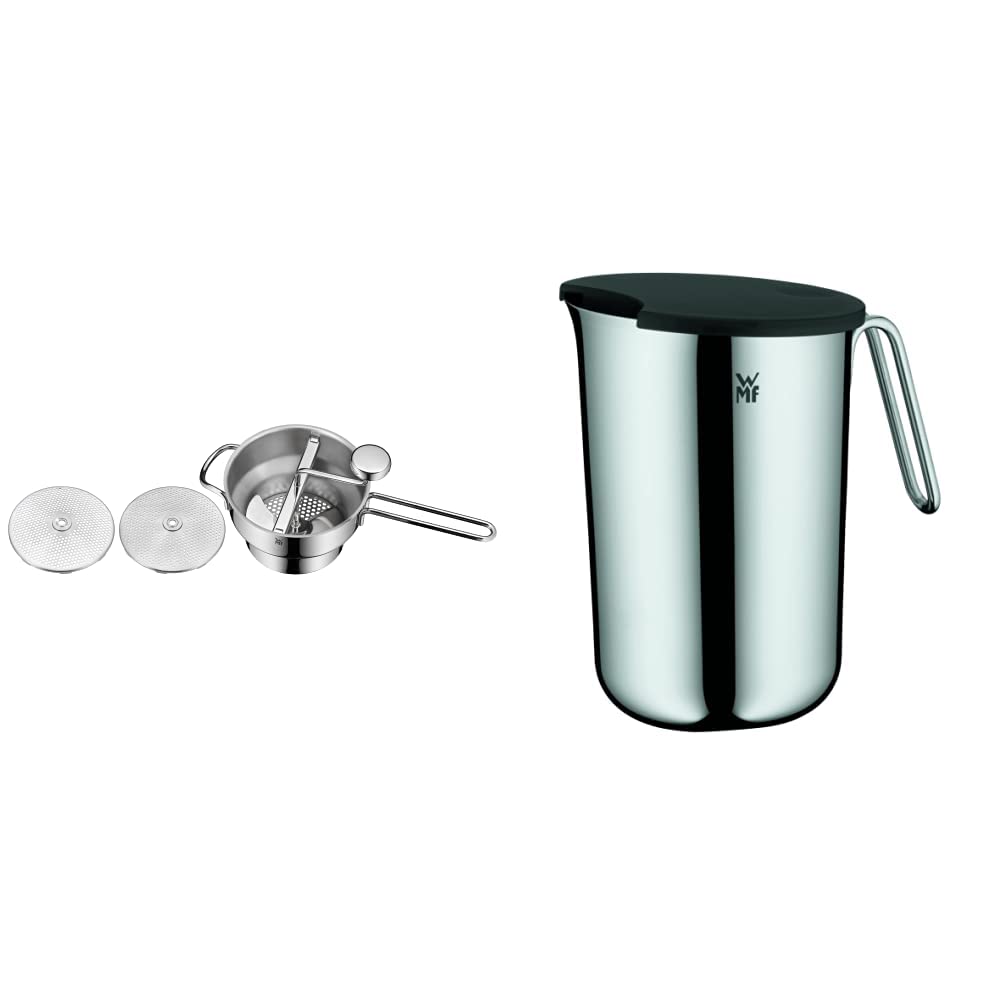 WMF Gourmet Passiermühle mit 3 Lochscheiben, 19 x 11,5 cm, zerlegbar & Function Bowls Rührschüssel 1,5l, mit Griff, Cromargan Edelstahl poliert, Innenskalierung, spülmaschinengeeignet