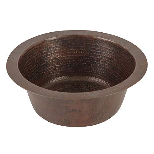 Black Friday Sale 2022 Premier Copper Products BR12DB2 12-inch Round Hammered Copper Bar Sink with 2-inch Drain Opening